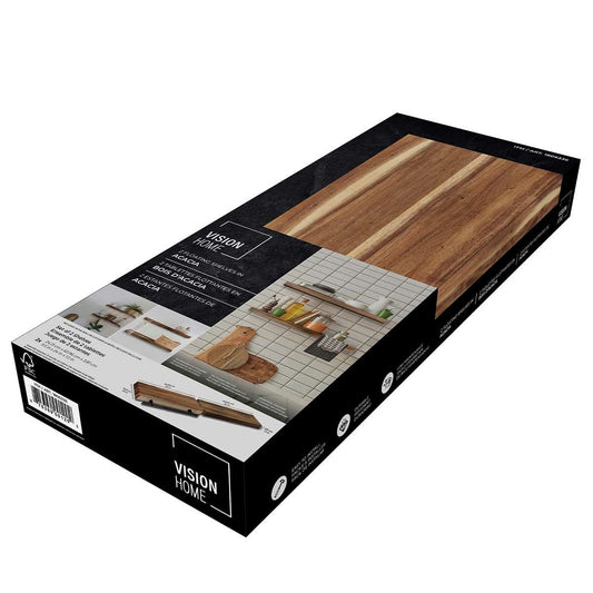 Vision Home Acacia Glue laminated Floating Shelves - Set of 2 - 60.96 x 24.13 x 3.81 cm each - Auzzistore