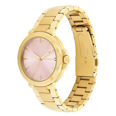 Tommy Hilfiger Lori Gold Steel Blush Dial Quartz Ladies Watch Stylish
