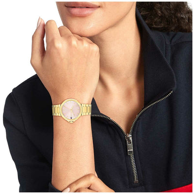 Tommy Hilfiger Lori Gold Steel Blush Dial Quartz Ladies Watch Stylish