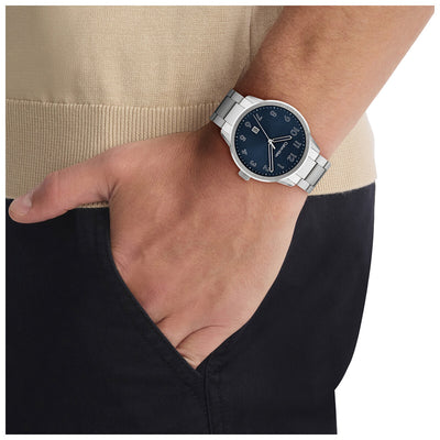 Calvin Klein Minimalistic Pilot Quartz Watch 25200515 Blue Dial Stainless