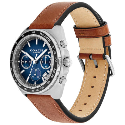 Coach Charter Sporty Men's Watch 14602741 Blue Dial Saddle Leather Quartz