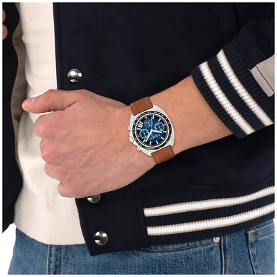 Coach Charter Sporty Men's Watch 14602741 Blue Dial Saddle Leather Quartz