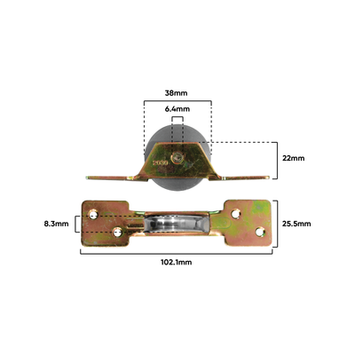 Rolltrak Steel Carriage - Brass Roller - 35kg Capacity - Durable Design