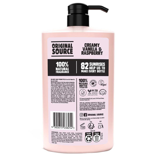 Original Source Creamy Vanilla & Raspberry Body Wash 2 x 1L