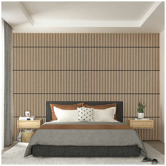 Artika Sonolok Sound Absorbing Slatted Wall Panel Kit Oak And Black