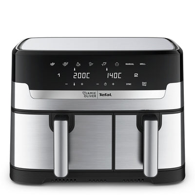 Tefal Jamie Oliver Dual Drawer Air Fryer EY905J 8.3L Stainless Steel