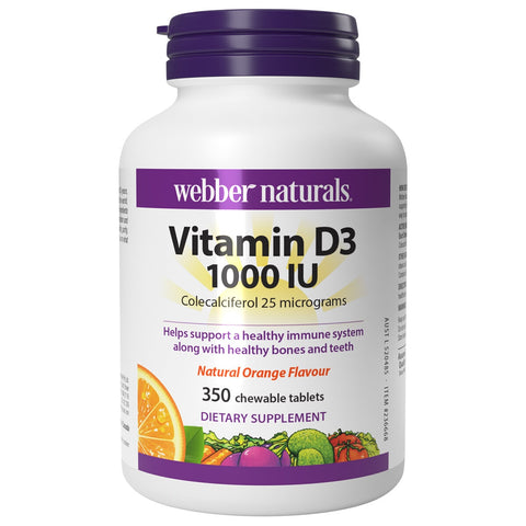 Webber Naturals Chewable Vitamin D3 1000IU 350 Tablets - Auzzistore