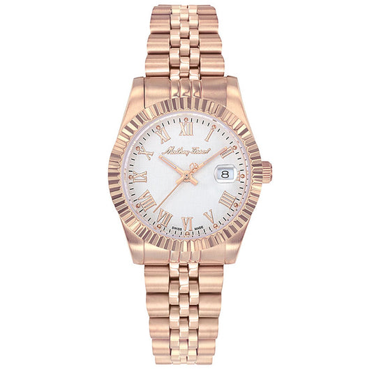 Mathey-Tissot 32mm Rose Gold Women's Watch White Dial Roman Numerals D810PRA