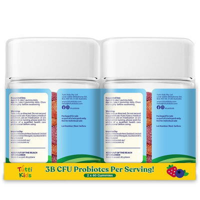 Tutti Kids Probiotic & Superfood Gummies 2 x 60, 1.5B CFU Elderberry