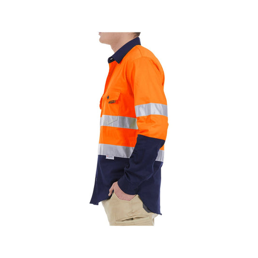 Tradie Large Hi Vis Orange Mens Reflective Long Sleeve Shirt - 555mm x 760mm - Breathable Fabric - Enhanced Visibility – view 2 - Auzzistore