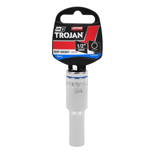 Trojan 1 2dr Deep Socket 10mm - Chrome Vanadium - 12-Point Design - Lifetime Warranty – view 2 - Auzzistore