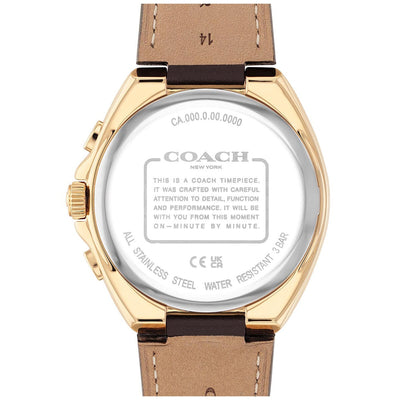 Coach Jackson Men's Watch 14602746 White Dial Brown Leather Strap