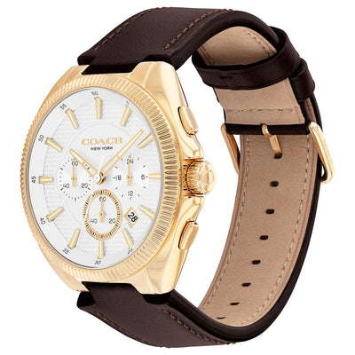 Coach Jackson Men's Watch 14602746 White Dial Brown Leather Strap