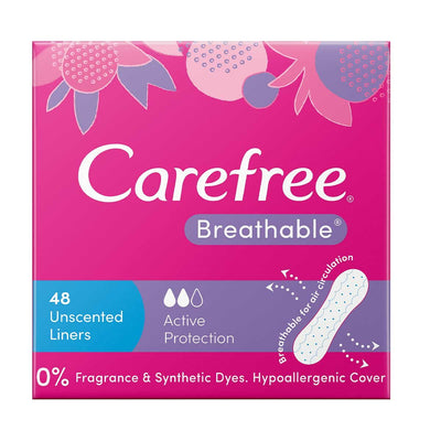 Carefree Breathable Panty Liners 3 x 48 Pack Unscented Liners
