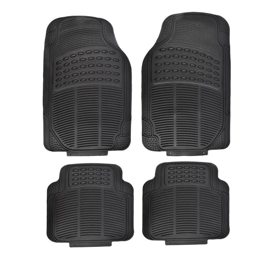 All Set Black PVC Car Floor Mat 4 Piece - Universal Fit - Heavy-Duty Protection - 430mm x 705mm