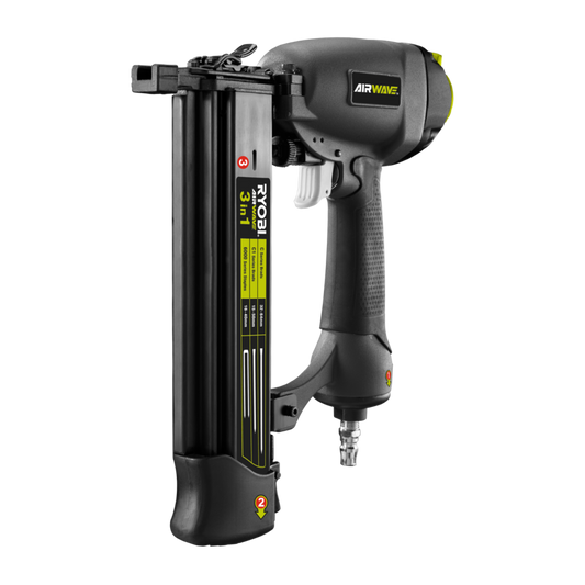 Ryobi Airwave 3 in 1 Air Brad Nailer and Stapler - 15-64 mm - Grey - Auzzistore