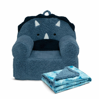 Delta Children 2-Piece Cozee Dinosaur Animal Chair & Plush Blanket Blue