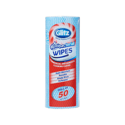 Glitz Domestic Wipes - 50 Pack - Polyester Blend - Reusable - Super Absorbent