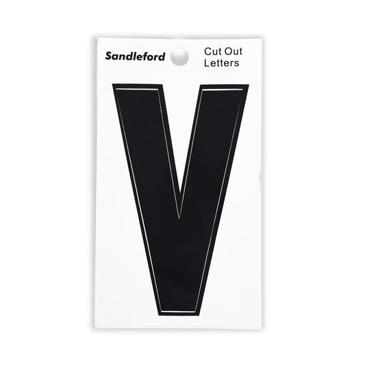 Sandleford Self Adhesive House Letter V - 85mm - Black - Polycarbonate