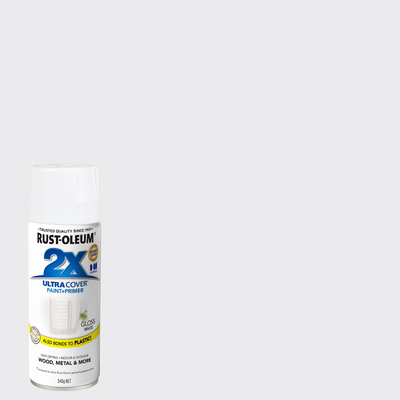 Rust-Oleum 2X Gloss White Spray Paint 340g - Durable Finish - Fast Dry