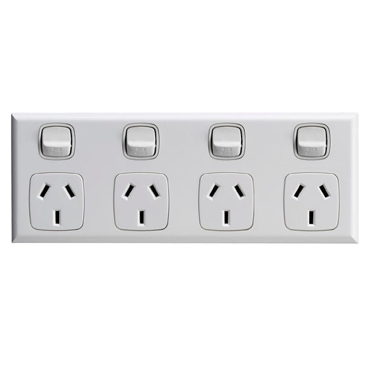 HPM Excel 4 Outlet Powerpoint - 250mm x 72.5mm - ABS Plastic - White - Auzzistore