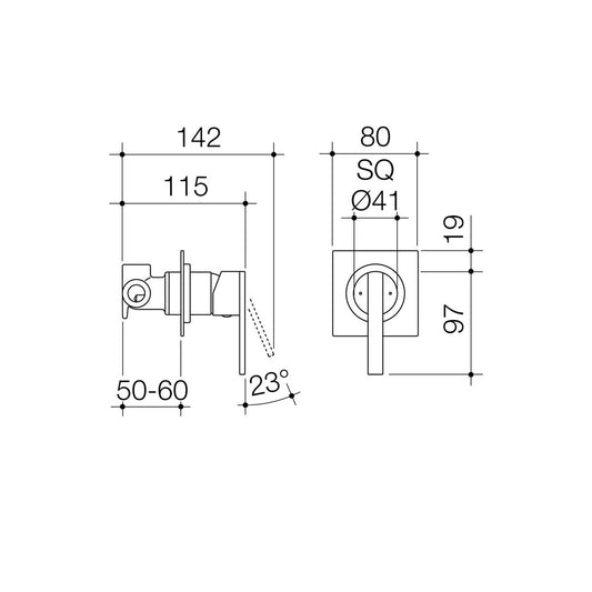 Stylus Yukon Bath Shower Mixer - 35mm Brass - Modern Design - Chrome – view 2