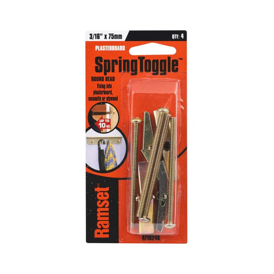 Ramset Round Head Toggle Spring 4 Pack - 75mm - Gold - Auzzistore