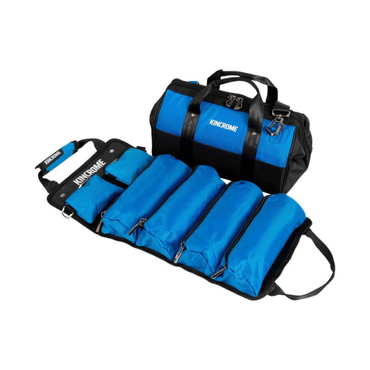 Kincrome 380mm Wide Mouth Soft Base Bag & 6 Zipper Tool Roll - Durable Storage Solution - Auzzistore
