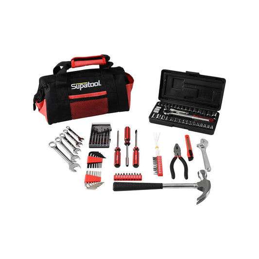 Supatool 105 Piece Tool Bag Kit - Carbon Steel - Easy Carry - Versatile