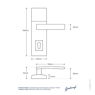 Gainsborough Trilock Contemporary Leverset - 60mm - Zinc - Bright Chrome