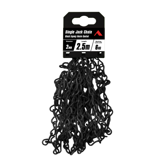 Pinnacle Single Jack Chain 2mm x 5m - Matte Black - 6kg Load Rating - Auzzistore