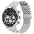 Tommy Hilfiger Legend Mens Watch 44mm Black Dial Stainless Steel Mesh 1710708