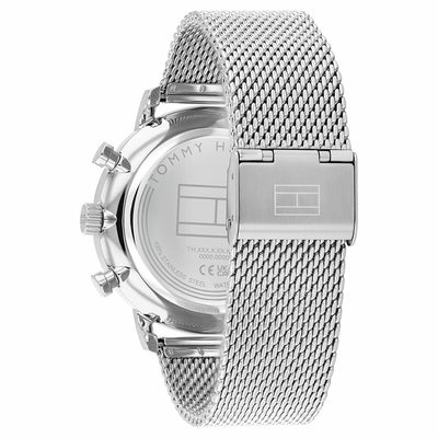 Tommy Hilfiger Legend Mens Watch 44mm Black Dial Stainless Steel Mesh 1710708
