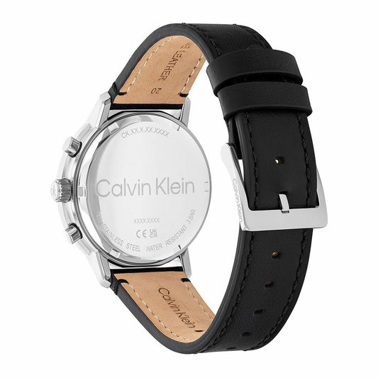 Calvin Klein Gauge Mens Watch 41mm Blue Dial Black Leather Strap — image 2