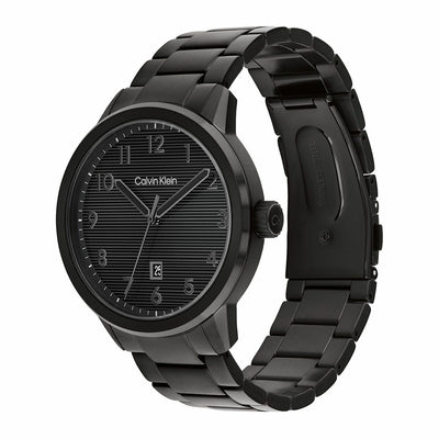 Calvin Klein Minimalistic Pilot Mens Watch 42mm Black Steel Case Black Dial