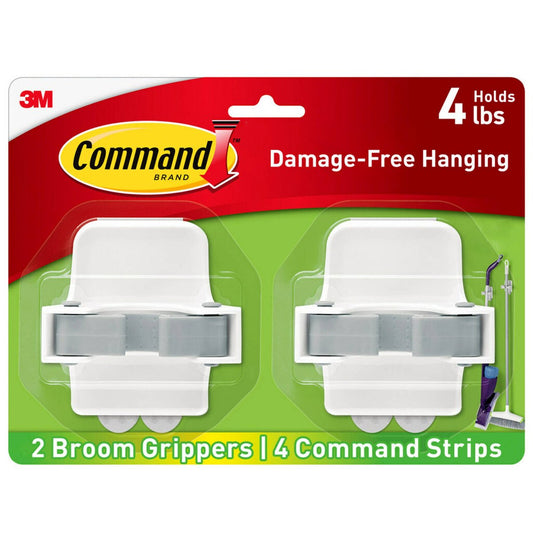 Command Broom Gripper 1.8kg Plastic 2 Pack Damage-Free Storage