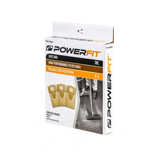Powerfit 30L Dust Bag 3 Pack - Paper - Easy To Carry - Brown