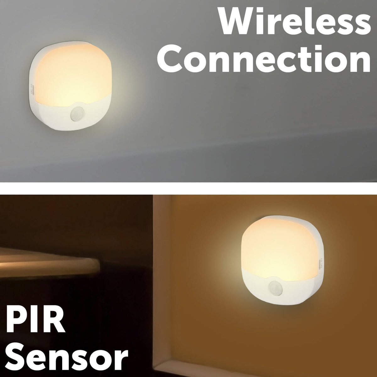 Arlec Rechargeable Motion Square Night Light 2 Pack - 67 x 22mm - White - Wireless