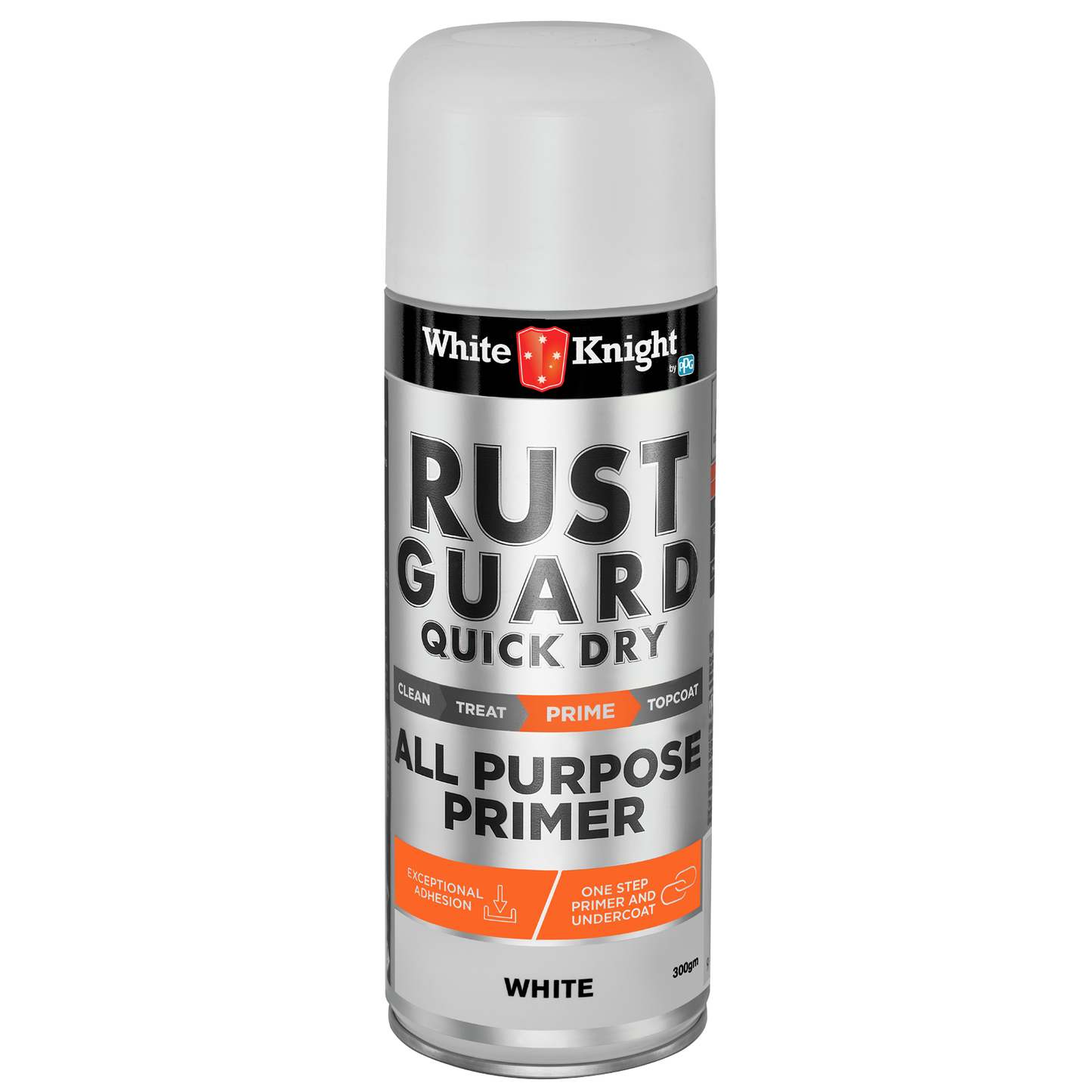 White Knight 300g Rust Guard Quick Dry All Purpose Primer Spray Paint - White