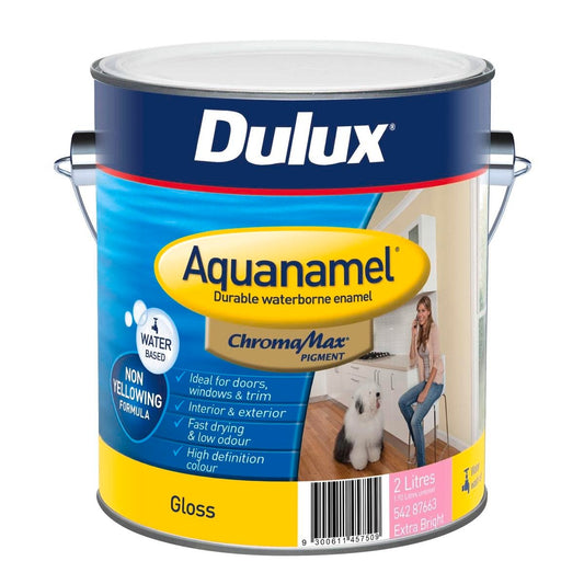 Dulux Aquanamel Gloss - 2L - Water Based Acrylic - Non-Yellowing Finish - Auzzistore