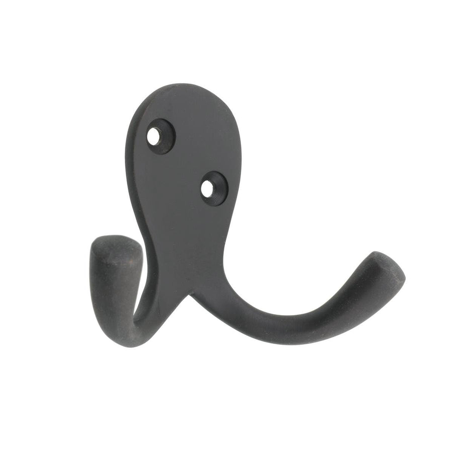 Zenith Double Robe Hook - 30mm Solid Brass - Matte Black - Durable Design