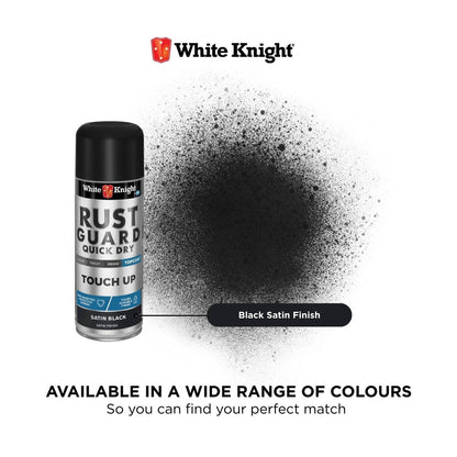 White Knight Rust Guard Black Satin Touch Up Spray Paint 300g Durable