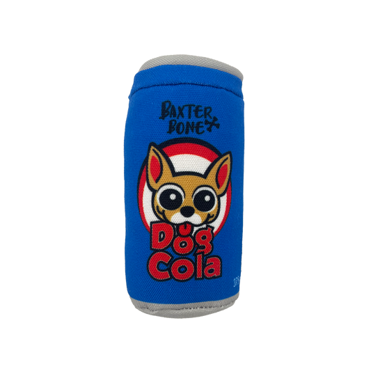 Baxter Bone Dog Cola Soda Can Plush Toy - 60mm x 140mm - Durable & Squeaky