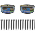 Greenlife Plastic Garden Edging 2 x 1000 x 7.5cm With 20 Pegs Black