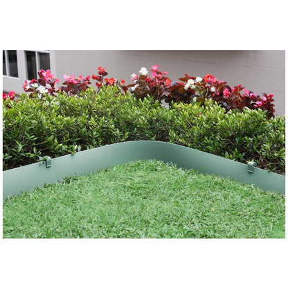 Greenlife Plastic Garden Edging 2 x (1000 x 15cm) With 20 Pegs Eucalyptus