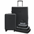 Globite Durable 2-Piece Luggage Set with 4 Packing Cubes Black Polycarbonate