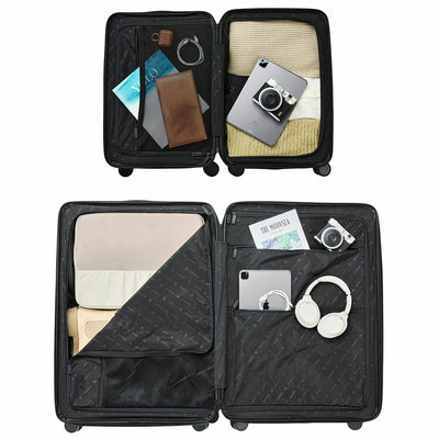 Globite Durable 2-Piece Luggage Set with 4 Packing Cubes Black Polycarbonate
