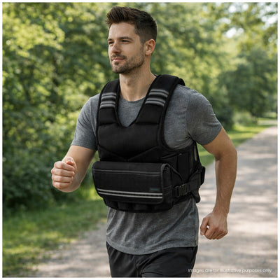 Wellcare Adjustable Weighted Fitness Vest 10kg Capacity Black CV-01