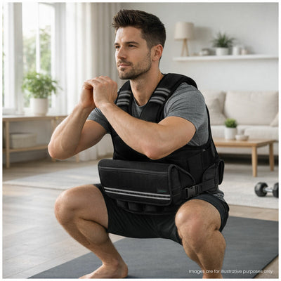 Wellcare Adjustable Weighted Fitness Vest 10kg Capacity Black CV-01