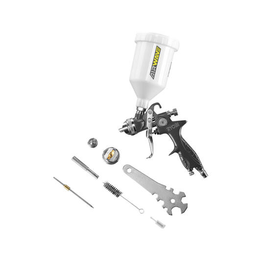 Ryobi Gravity Spray Gun - 600mm - 1.3mm/1.4mm Tips - Adjustable Flow - Auzzistore
